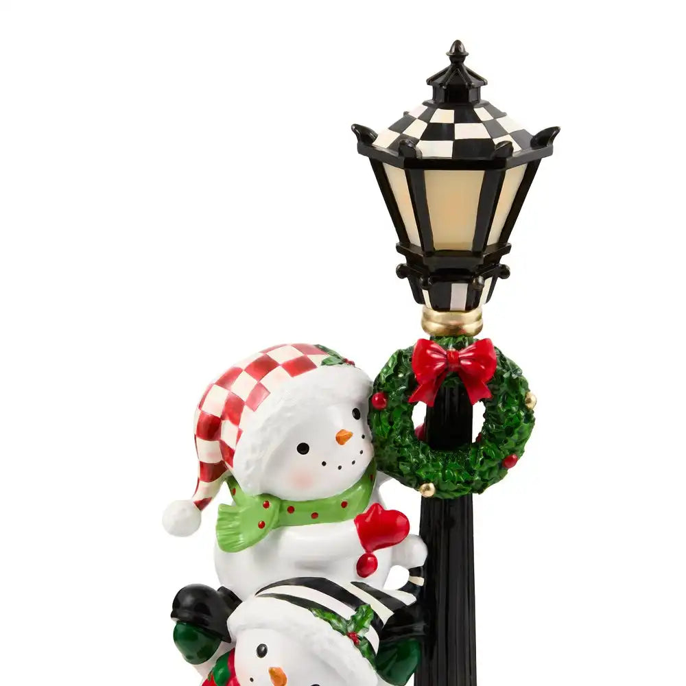 Illuminated Snowman Lamppost Figurine