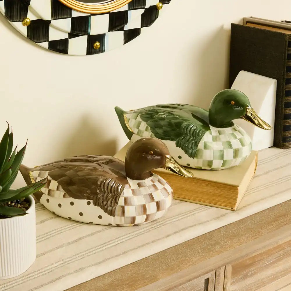 Mocha Check Mallard Duck Figurine Secondary image