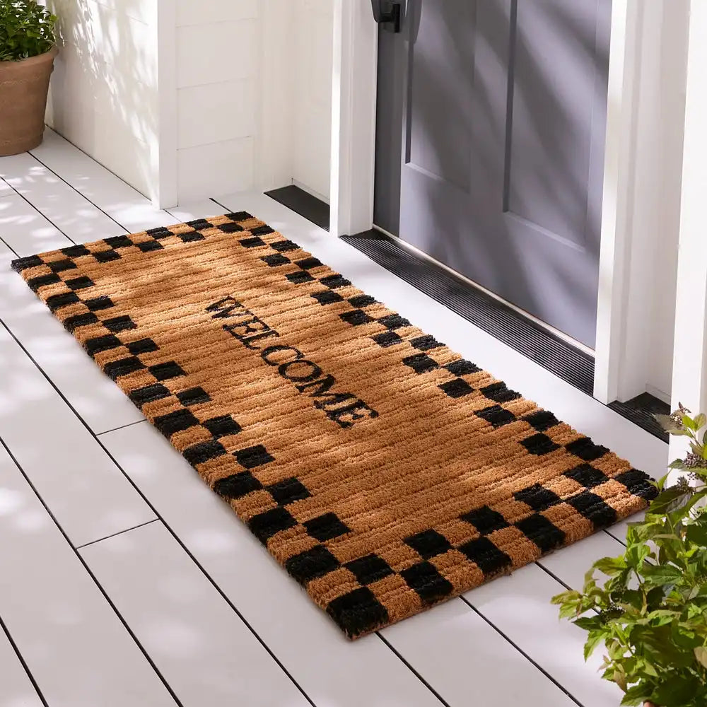 Welcome Checked Double Door Entrance Mat Secondary image
