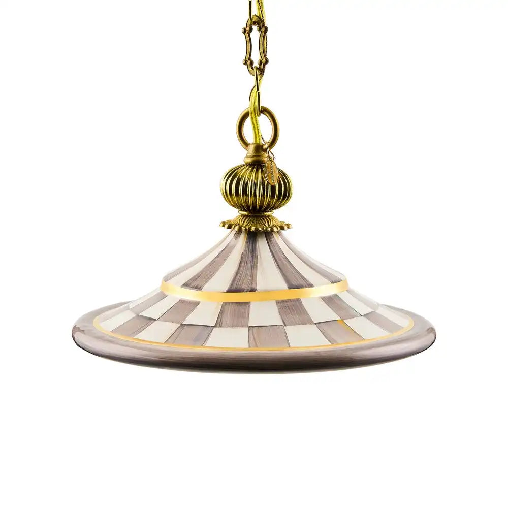 Mocha Check Flared Ceramic Pendant Lamp