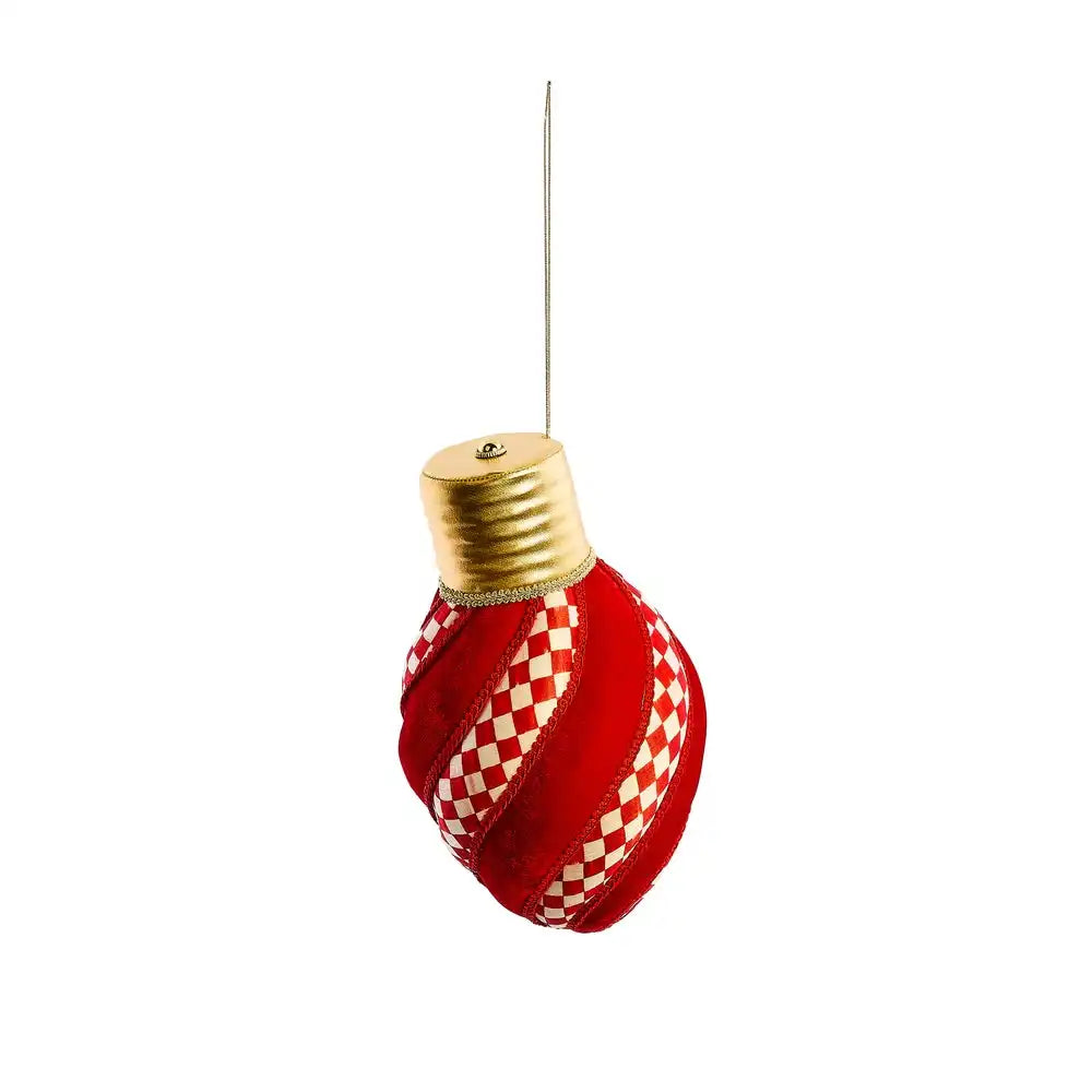 Check It Out Red Check Lightbulb Fabric Ornament Main image