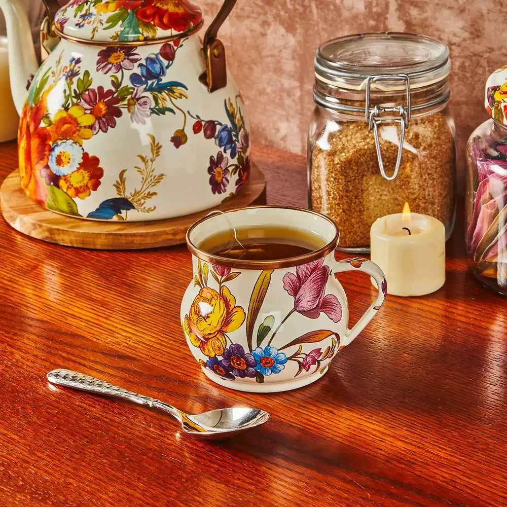 White Flower Market Mug