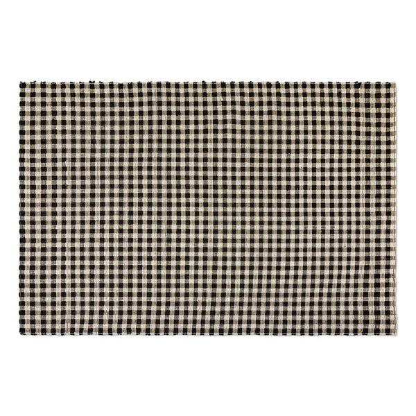 Natural, Black & White Checked 2'6" x 9' Runner
