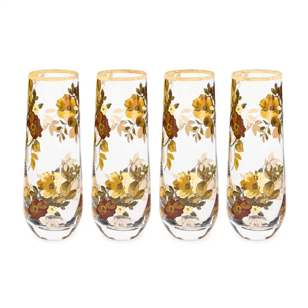 Wild Rose Stemless Flute, Set of 4