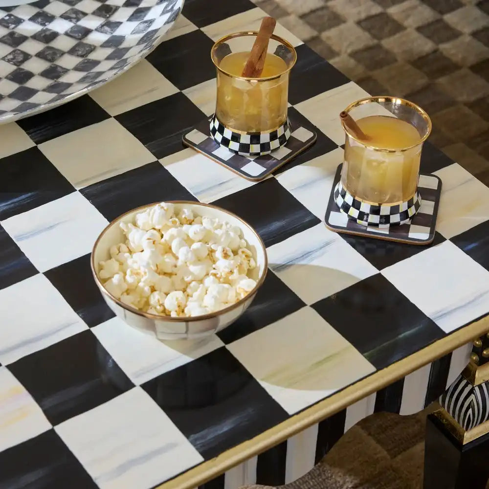 Mocha Check & Stripe Coffee Table