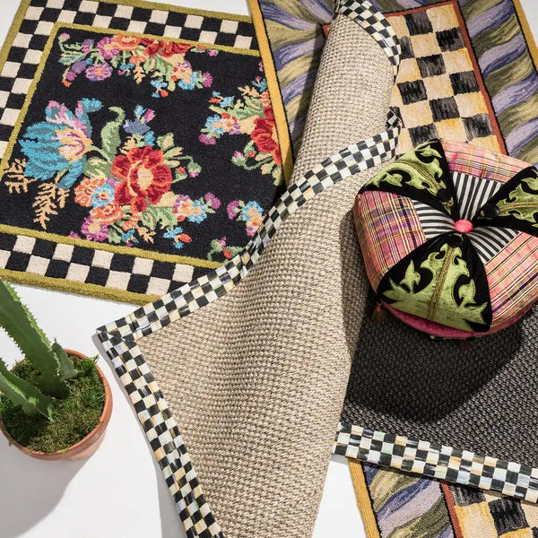 Courtly Check Purple & Green 5' Octagon Rug