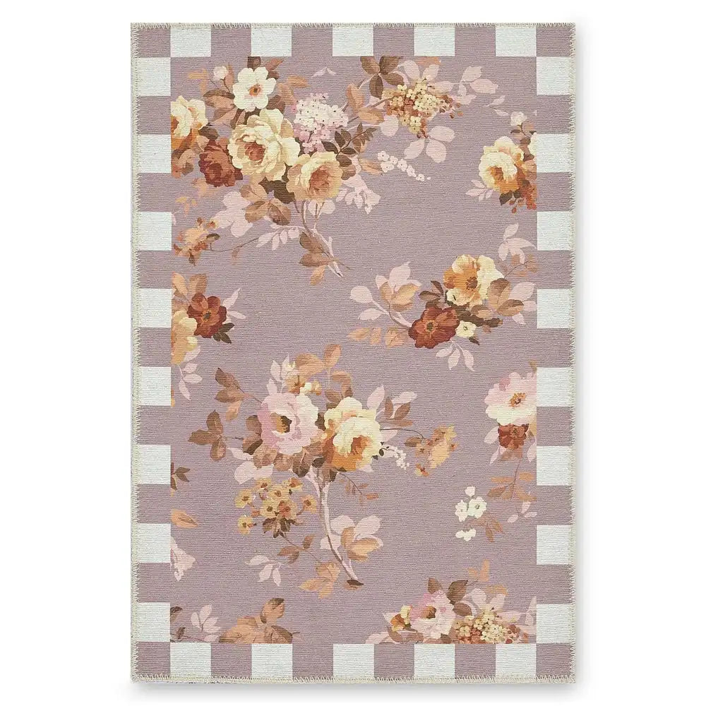 Taupe Wild Rose 8' x 10' Washable Rug