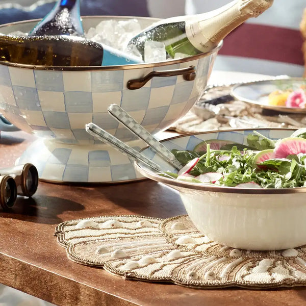 Mocha Check Bistro Salad Serving Set