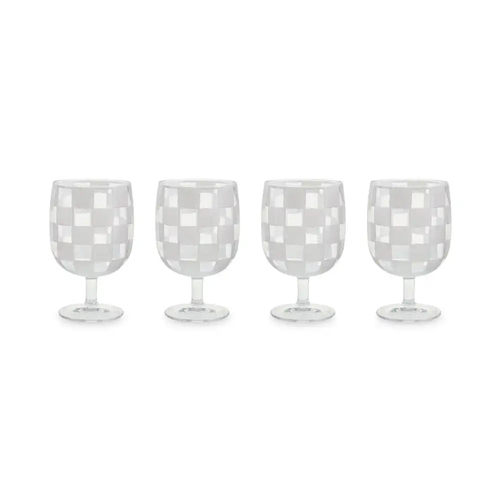 Black Check Acrylic Tumblers, Set of 4