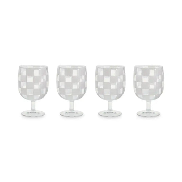 Black Check Acrylic Tumblers, Set of 4