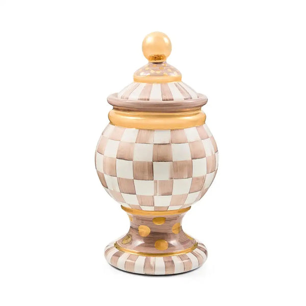Mocha Check Ceramic Groovy Canister