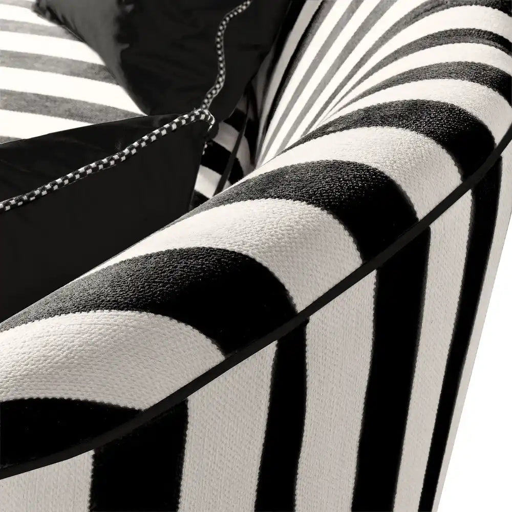 Marquee Black Stripe Chenille Wing Chair