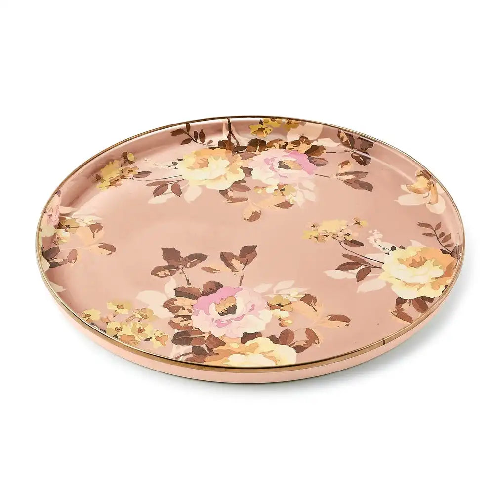 Wild Rose Brown Round Tray