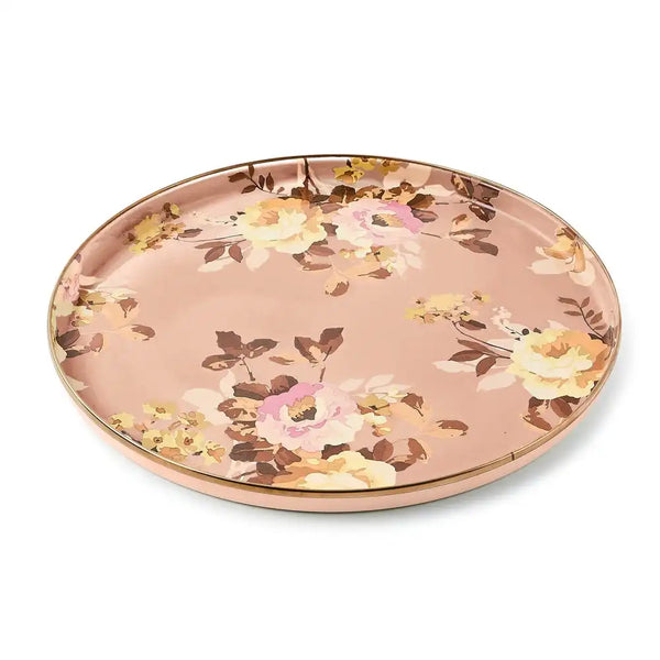 Wild Rose Brown Round Tray