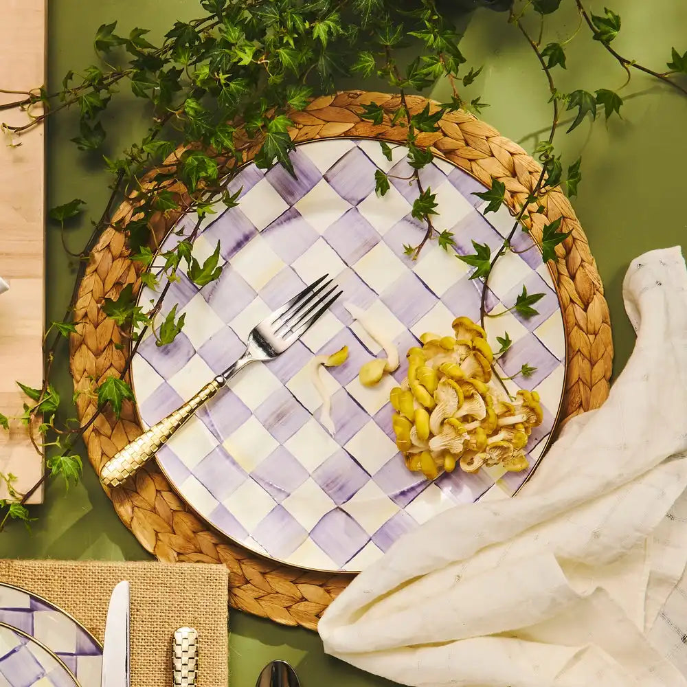 Violet Check Dinner Plate