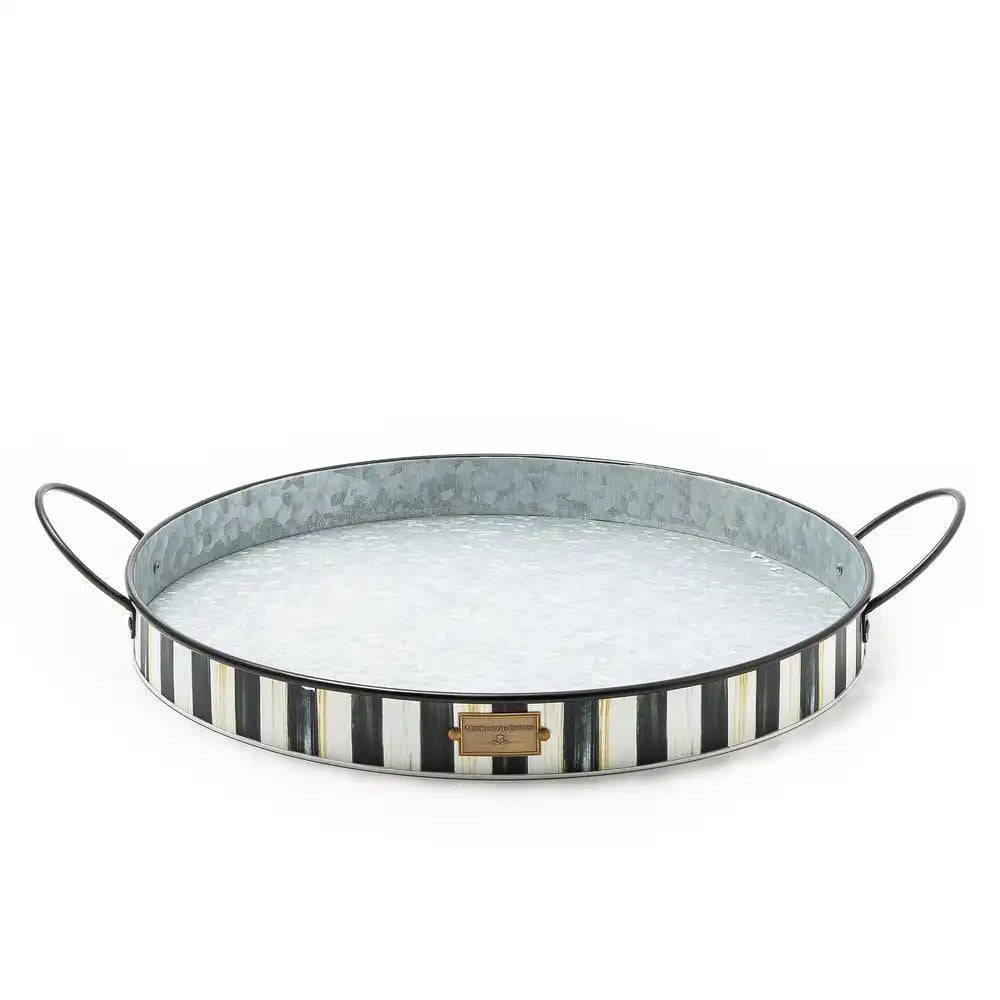 Mocha Stripe Serving Trays, Set of 2