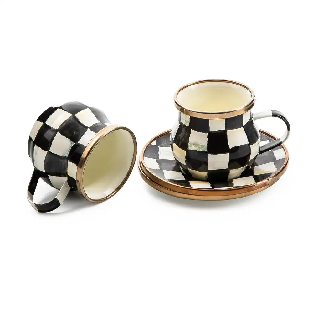 Sky Check Espresso Cup & Saucer Set