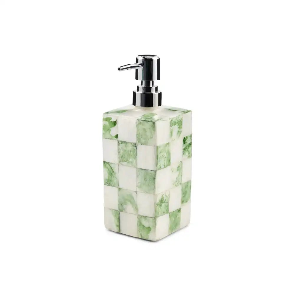 Sage Check Capiz Boutique Tissue Box Cover