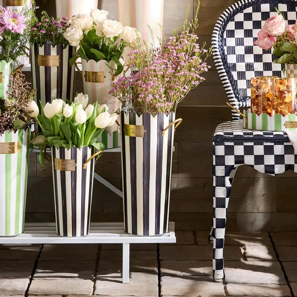 Mocha Stripe Flower Buckets, Set of 3