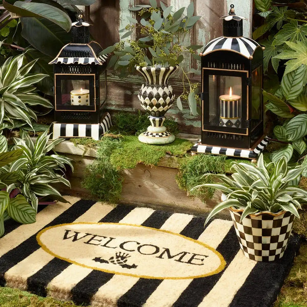 Welcome Awning Stripe Double Door Entrance Mat