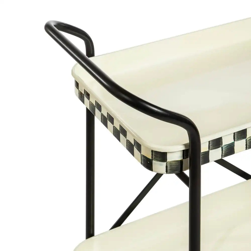 Mocha Check 3-Tier Kitchen Cart