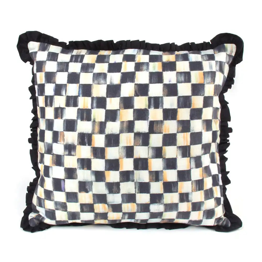 Courtly Check Ruffled Square Throw Pillow Main image