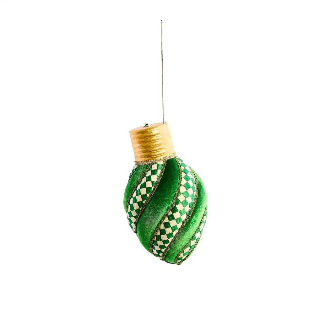 Check It Out Green Check Lightbulb Fabric Ornament Main image
