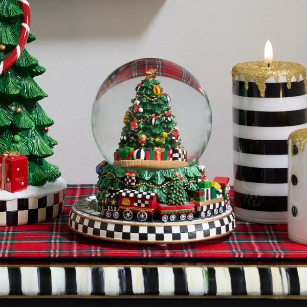Cozy Christmas Tree & Train Snow Globe