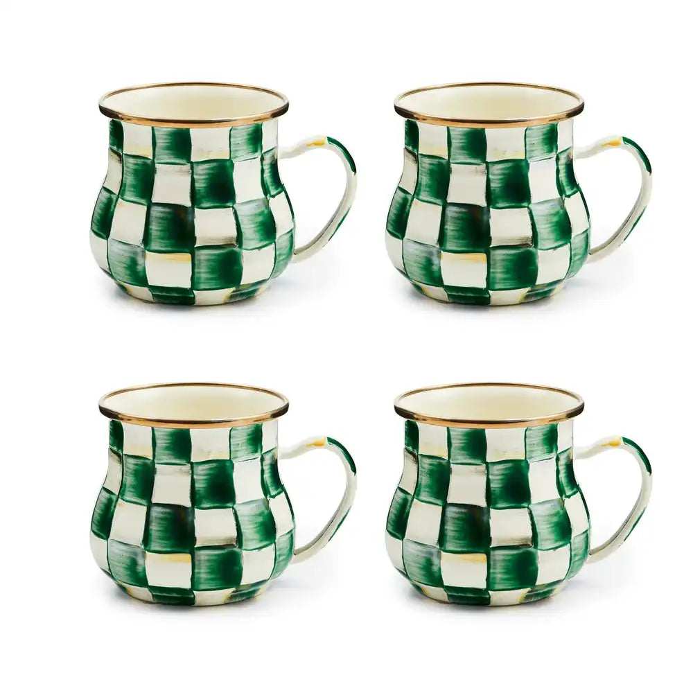 Emerald Check Mugs, Set of 4 Main image