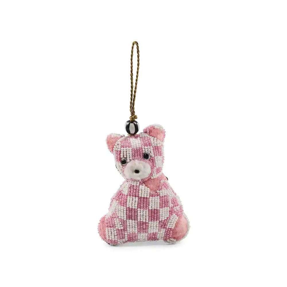 Courtly Check Bear Beaded Ornament
