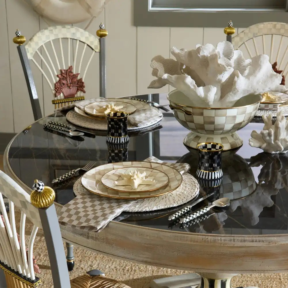 Mocha Check Dinner Plate