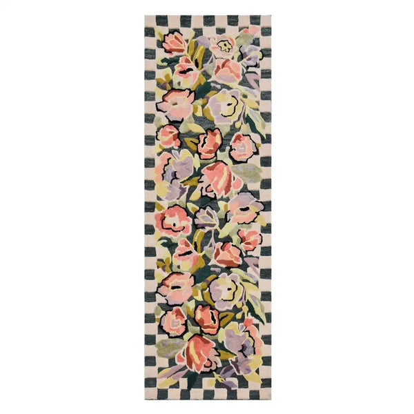 Ranunculus and Checks 6' Round Rug