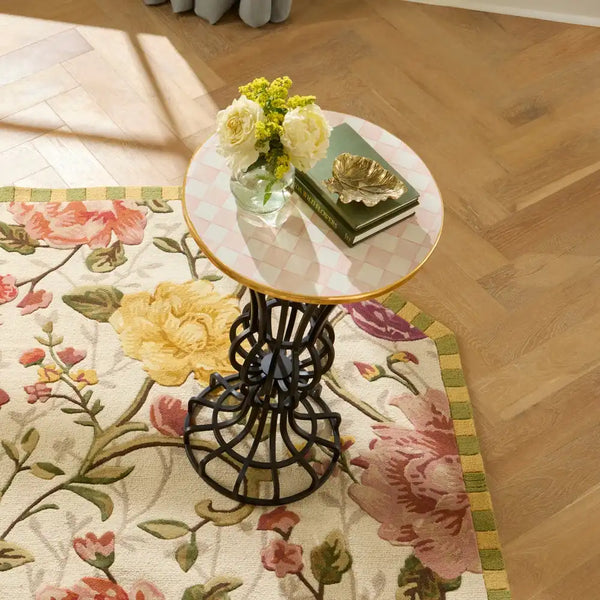 Mocha Check Pedestal Accent Table