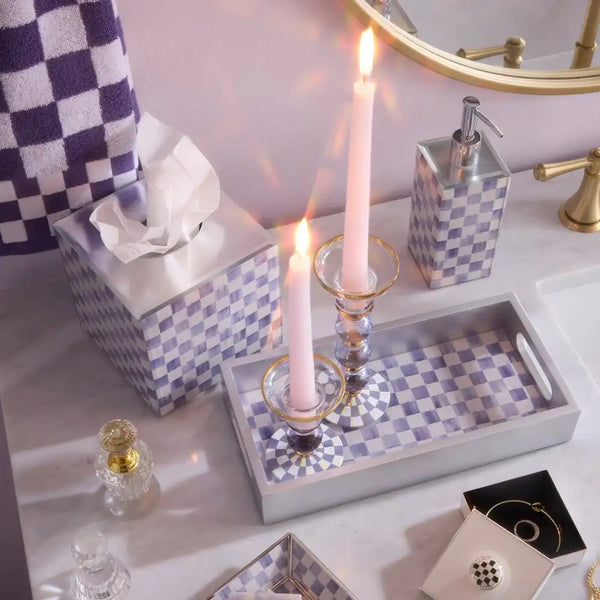 Courtly Check Large Glass Candlestick