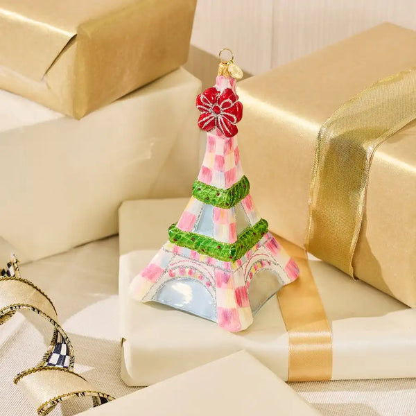 Ruby Red Eiffel Tower Glass Ornament