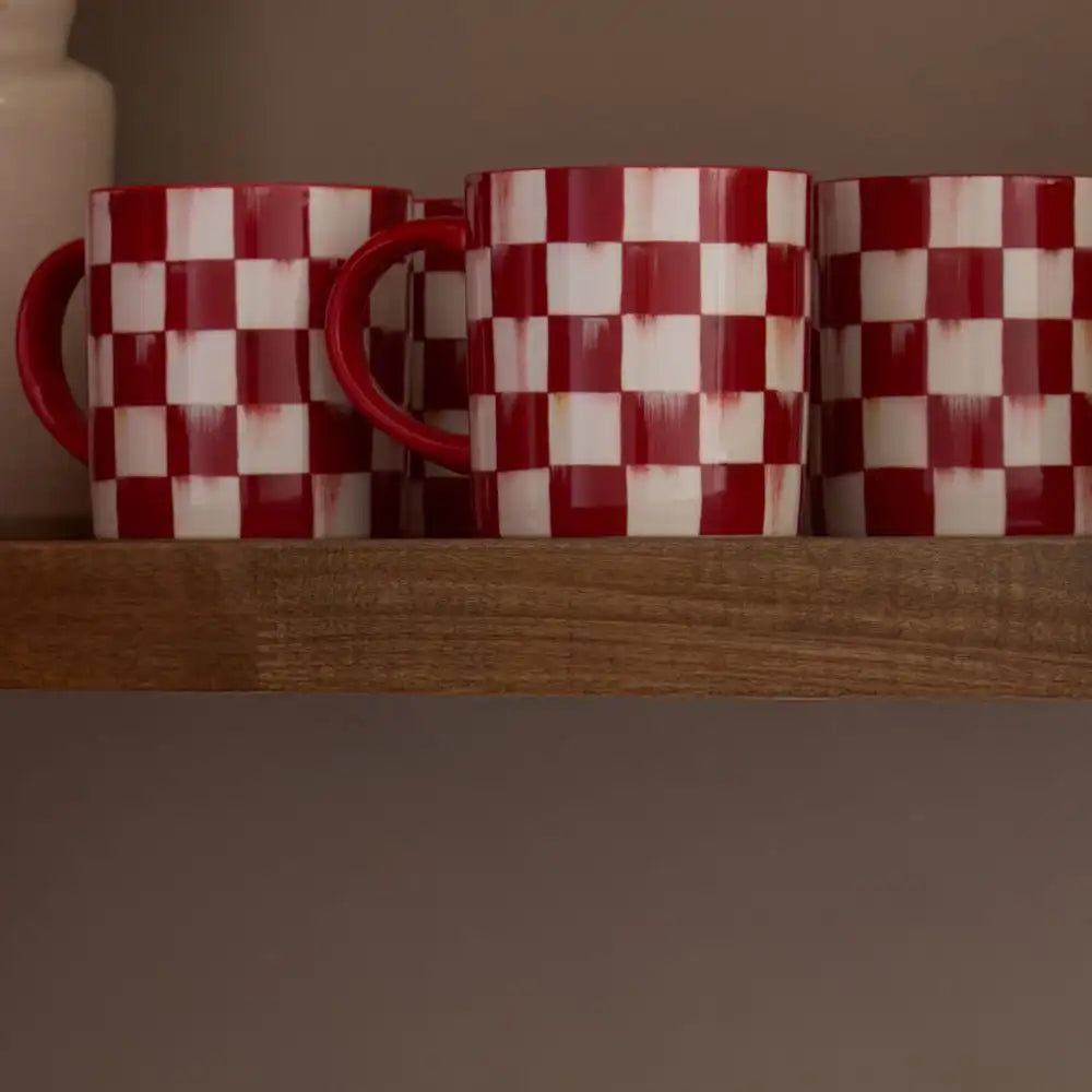 Cherry Check Salad Plates, Set of 4