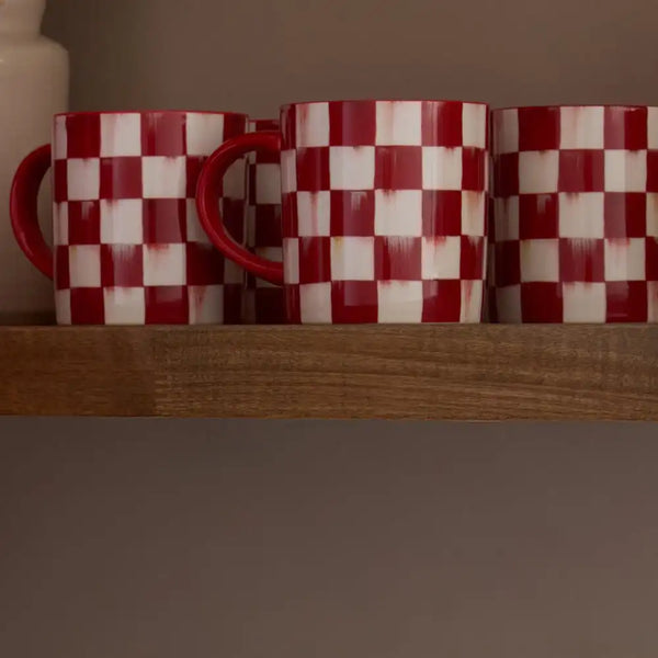 Cherry Check Salad Plates, Set of 4