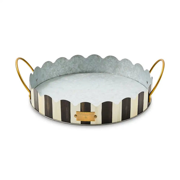 Mocha Stripe Serving Trays, Set of 2