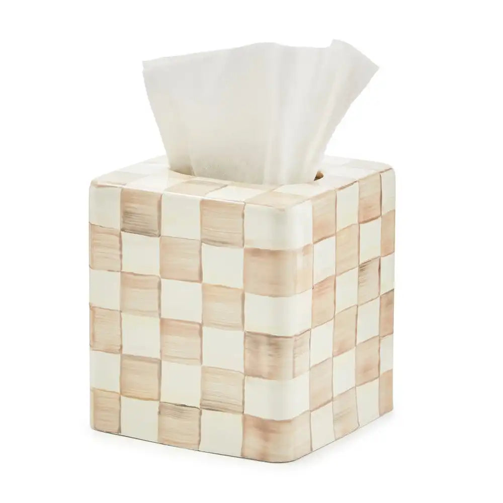 Mocha Check Boutique Tissue Box Cover