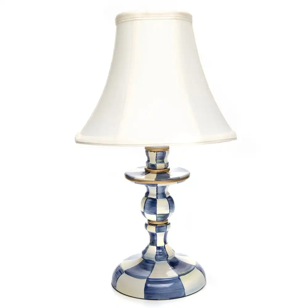 Emerald Check Candlestick Lamp