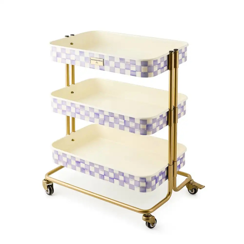 Mocha Check 3-Tier Kitchen Cart
