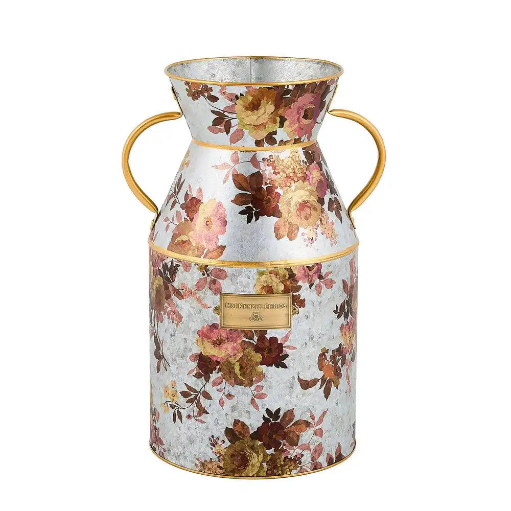 Wild Rose Galvanized Small Milk Can Main image