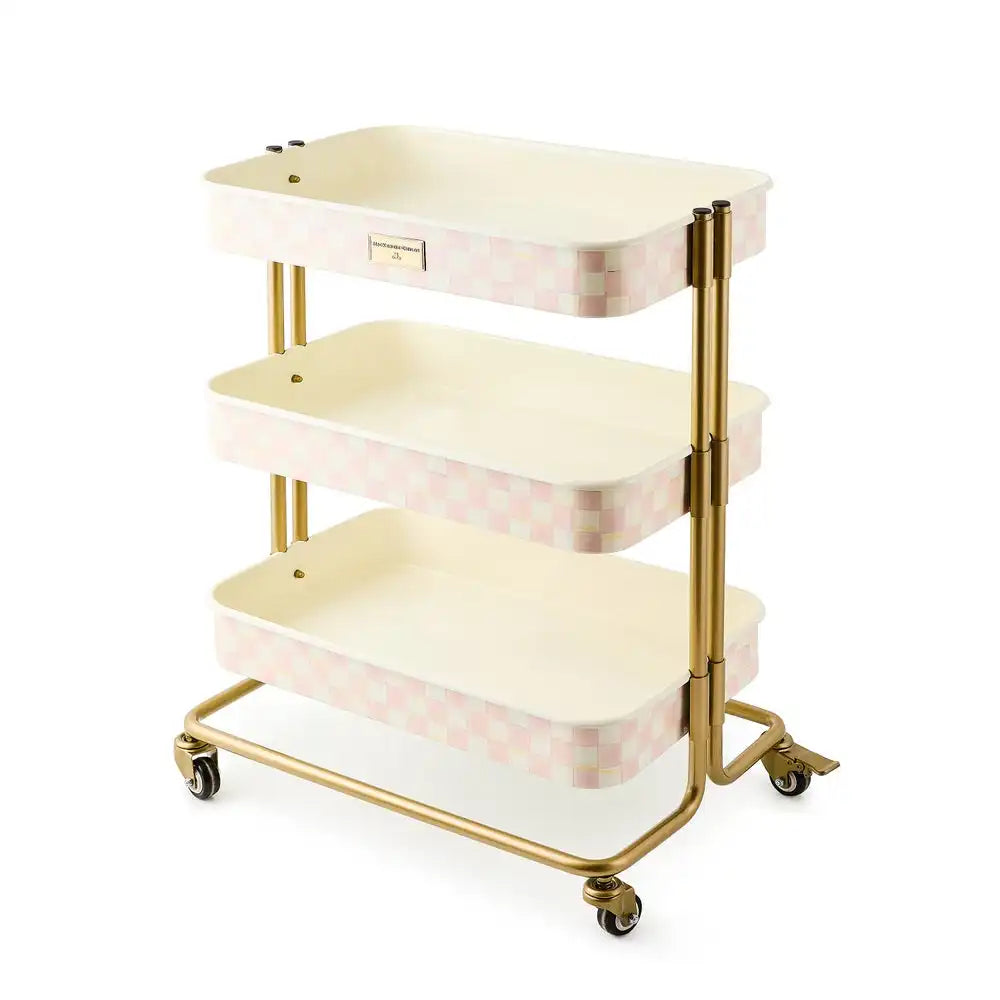Mocha Check 3-Tier Kitchen Cart