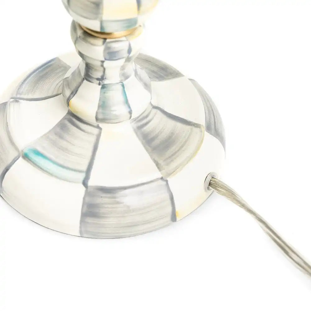 Emerald Check Candlestick Lamp