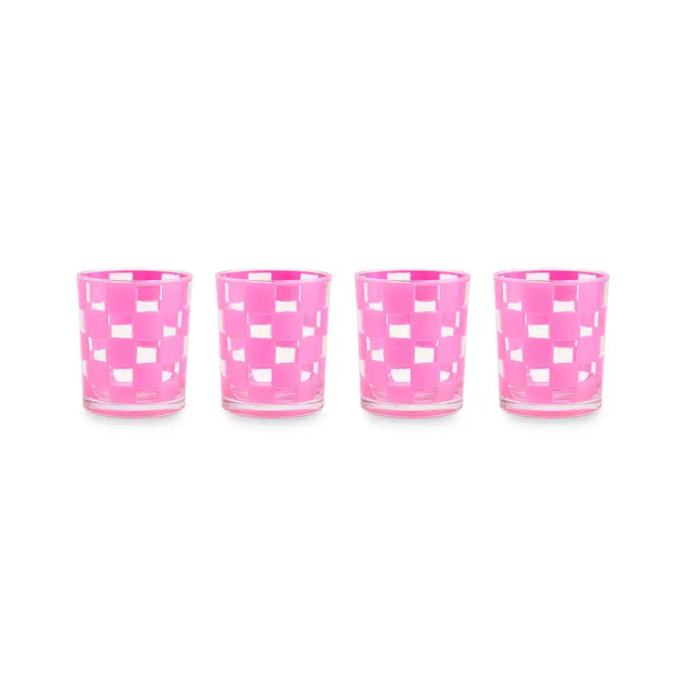 Black Check Acrylic Tumblers, Set of 4