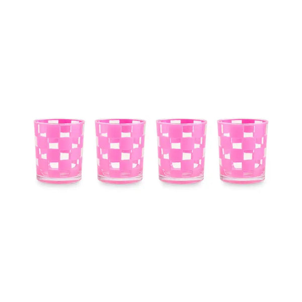 Black Check Acrylic Tumblers, Set of 4