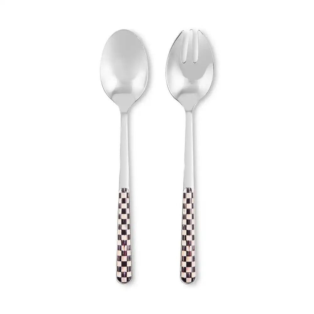 Mocha Check Bistro Salad Serving Set