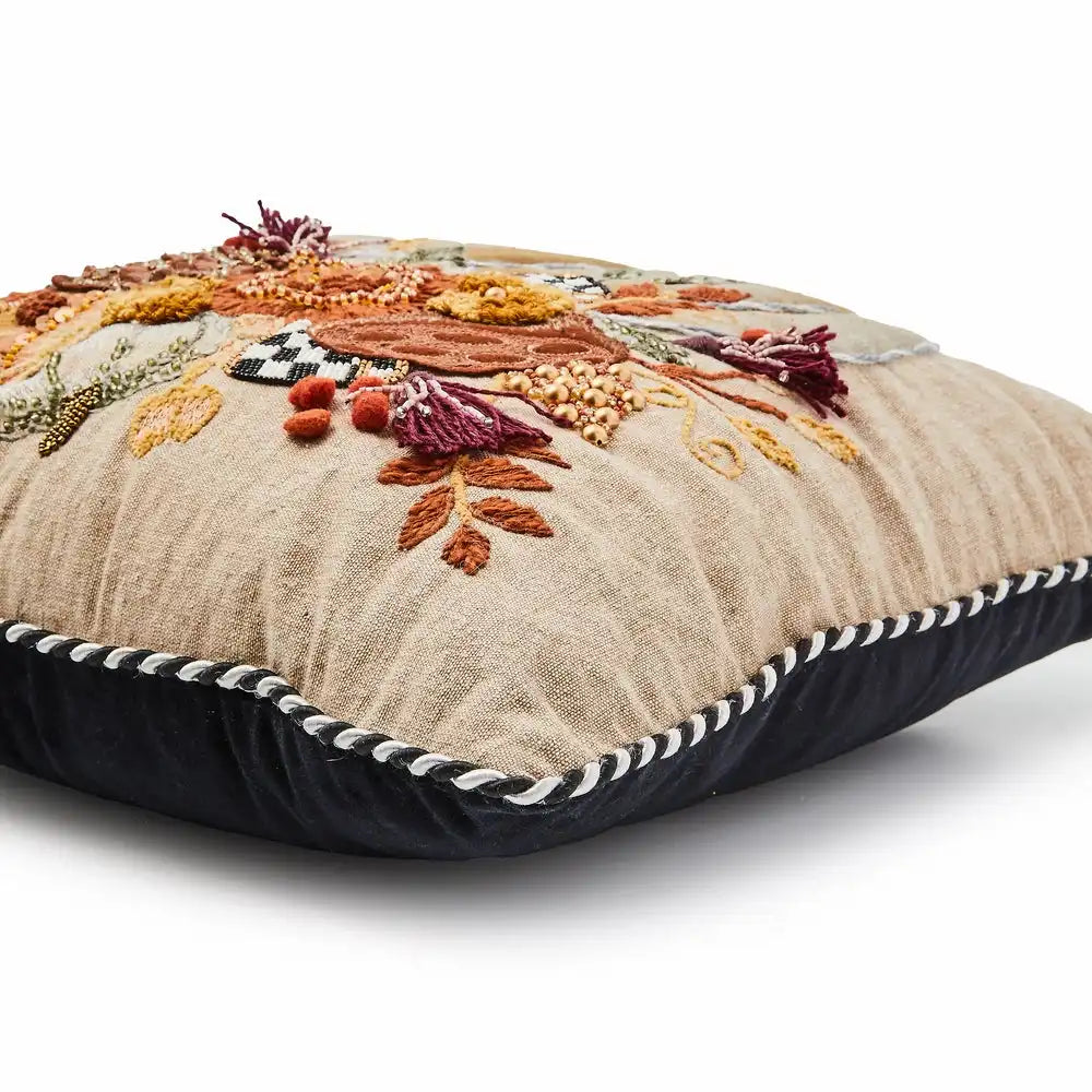Autumn Frost Beaded Pumpkin Throw Pillow
