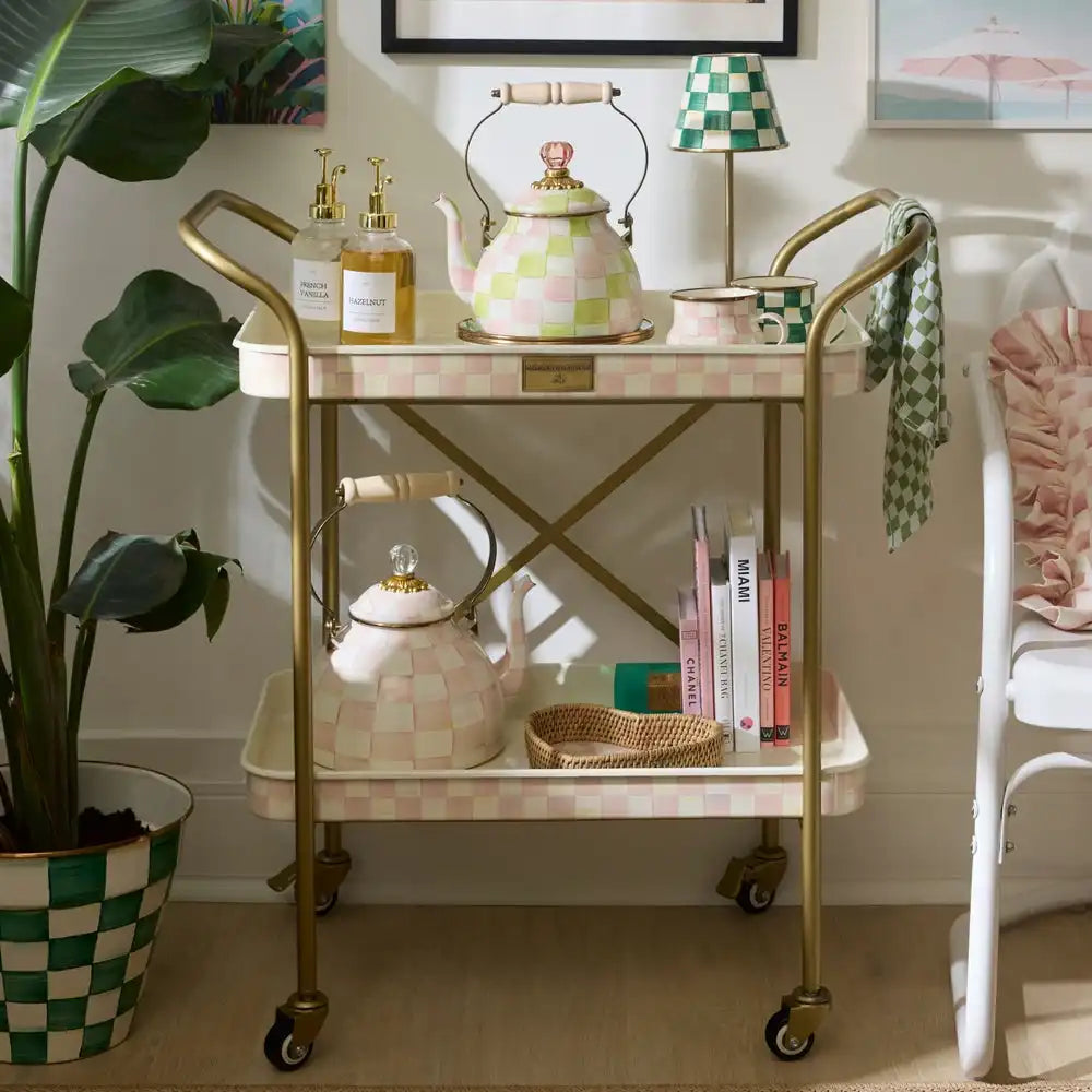 Mocha Check 3-Tier Kitchen Cart