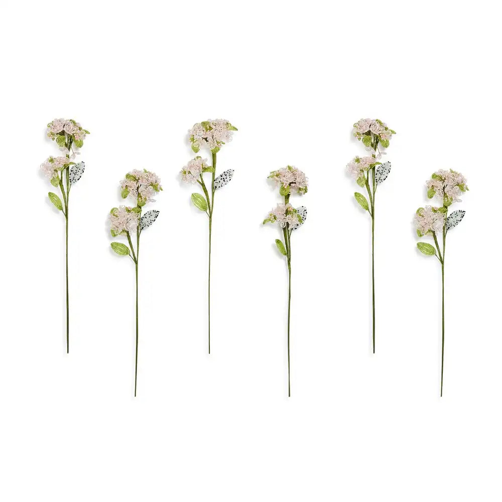 Pink Hydrangea Beaded Flower Stem, Set of 6 Main image